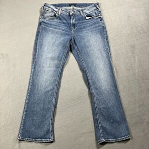 Silver Jeans Womens 32 Blue Elyse Slim Boot Mid Rise Medium Wash Stretch Denim